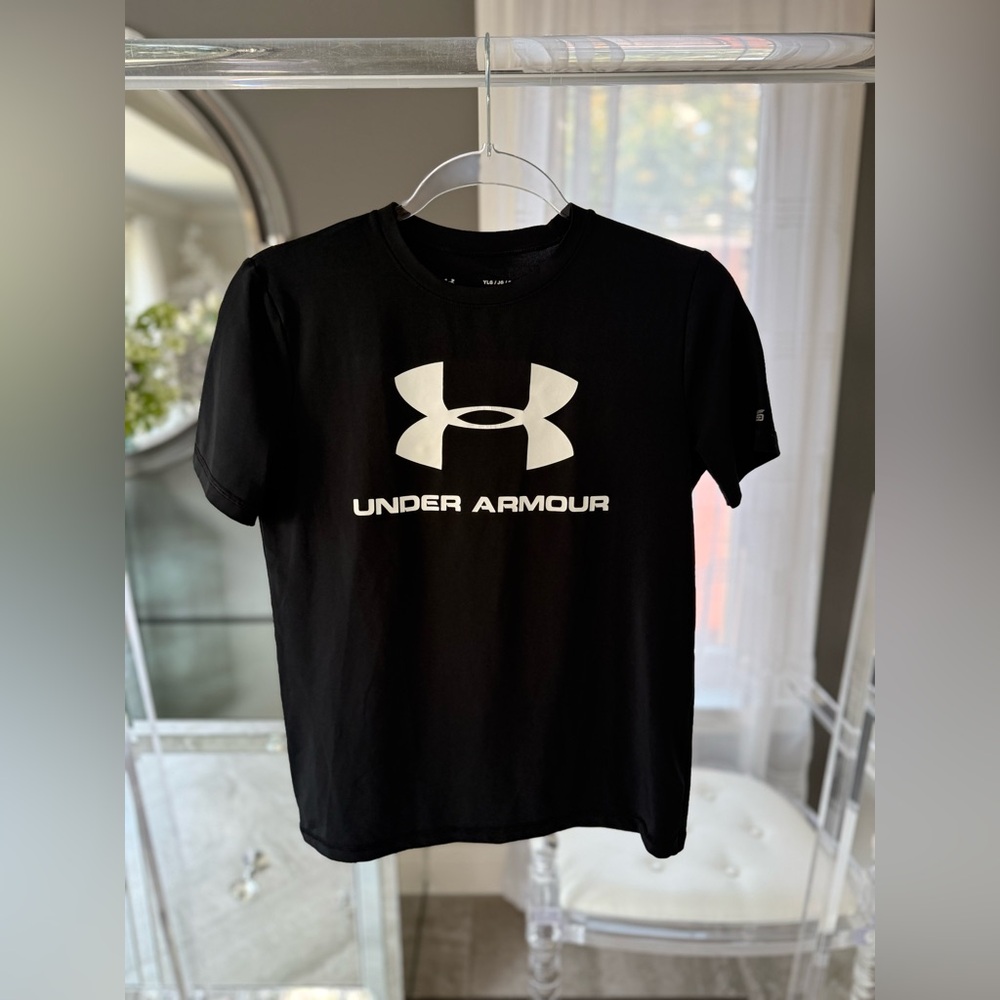 Under Armour Kids Youth Black Tee with White Logo
